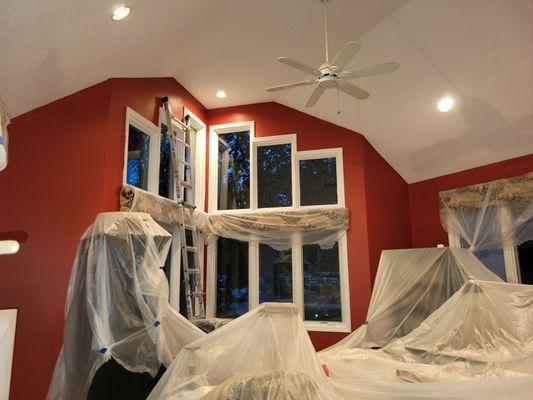 We are sure to cover all customers items to make sure we don't get any paint on anything to protect  customers property