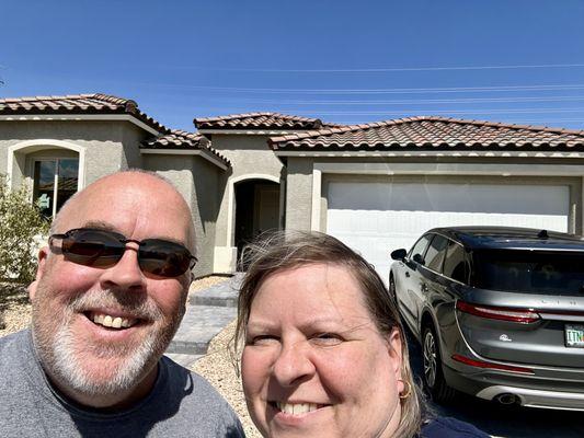 Jim & Dawn at our Pulte Parklane model at Talvona Skye Hills, all thanks to Angela!