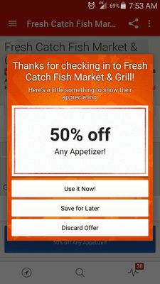 50% Off Any Appetizer for Checking In!