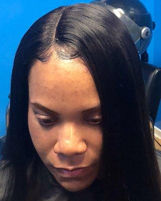 Lace closure with back sewin