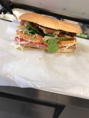 Best sandwich I ever had it's a Amazing can't wait to sink my teeth into it, you got to come to Deli bagel cafe to eat this.