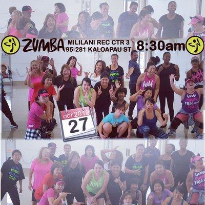 Zumba® Saturdays 830am | $5/MTA $6/nonMTA | Mililani Rec Ctr III | 95-281 Kaloapau St Mililani Hi