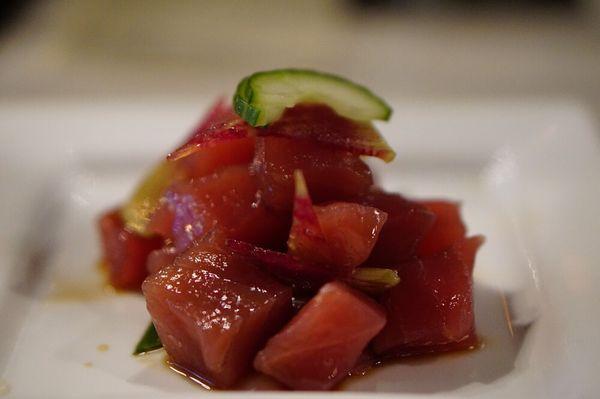 The ahi poke was excellent. We cannot eat onions and the chef was kind enough to make it without.