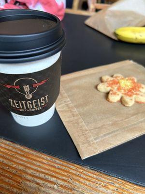 Coffee and cookie.