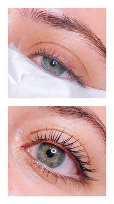 Lash lift & tint, before/after