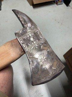 Firemans Axe, ceremonial axes deep metal engraving