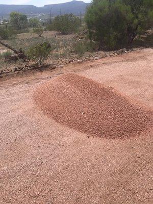 This is the other side of the 1/4" minus (?) Apache pink crushed granite (one ton)