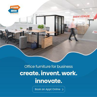 open plan office desks and Phone Booths