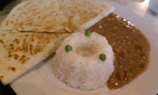 Special #2 - quesadilla with rice and beans.