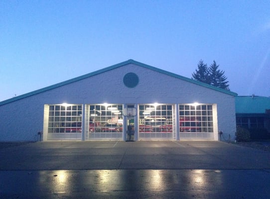 Front of apparatus bay at station 8-1, during shift change.