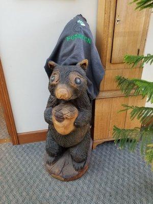 Fosdick squirrel carving in the Glendale Municipal Building