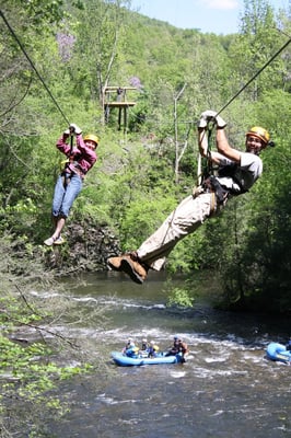 Zipping across the river!