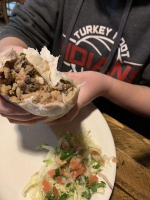 Burrito de carne asada-rice beans guacamole and pico delish!