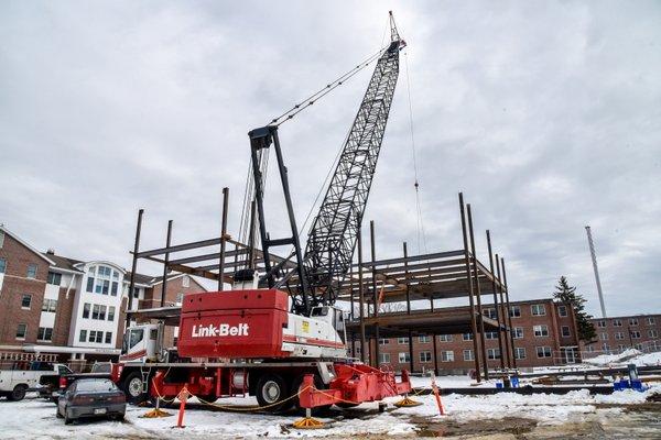 University of Maine Crane and Steel work by American Aerial Services  Portland Maine