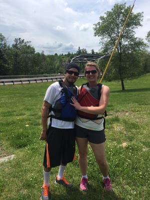 Getting geared up to go white water rafting.