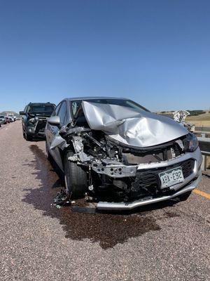 This crash happened on I-25 in "the gap" construction zone. Very dangerous - no way to avoid collisions.