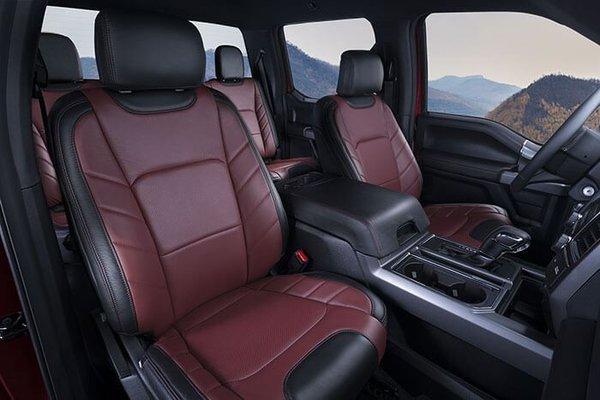 Custom two-tone leather seating.