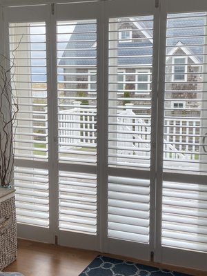 Recent project in Misquamicut. Shutters on a slider.