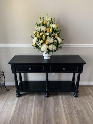 Funeral Arrangement ($95+$15 delivery + tax) vase included. Gorgeous.