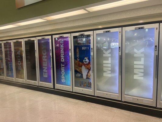 more digital screens designed to block what is in the fridges and make it impossible to find anything