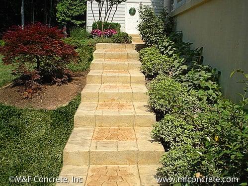 Stamped Concrete walkway by M & F Concrete.