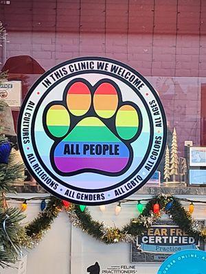 For Rainbow people.The sign says everyone but clearly has the symbol for a certain type.There's no feather for native Americans or any other