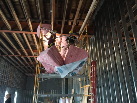 Batting was installed in the ceiling of a commercial building located in Hellertown,