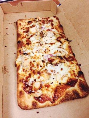 Chicken BBQ flatbread pizza, blow my mind!