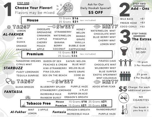 Hookah Menu