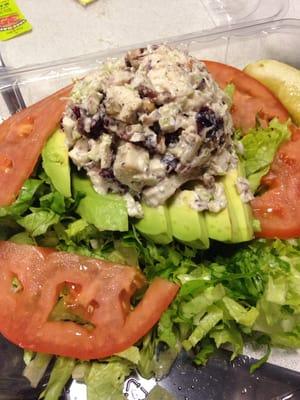 Avocado chicken salad on lettuce bed