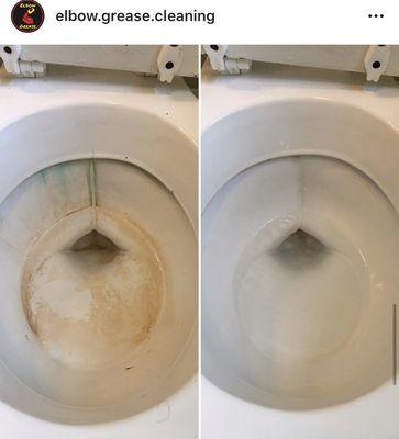 Rainbow toilet, before and after