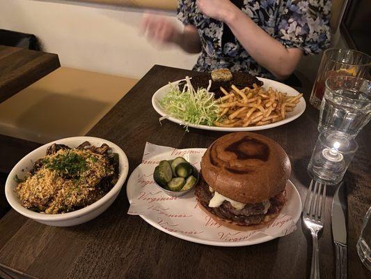 Virginia's Burger, Brussel Sprouts, Steak Frites