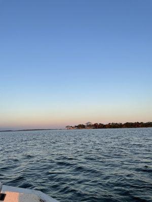 view of the island at sunrise