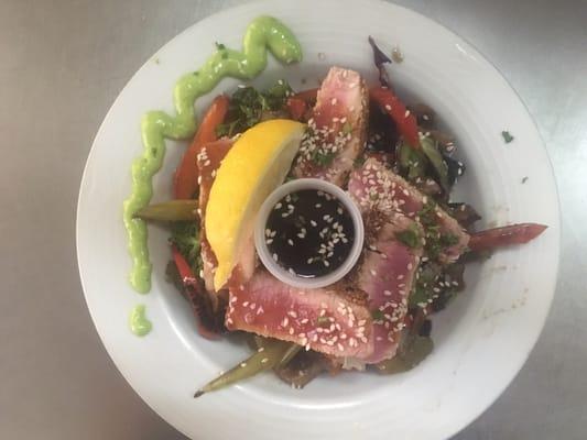 Sesame seared Hawaiian Ahi tuna.  Delicious!