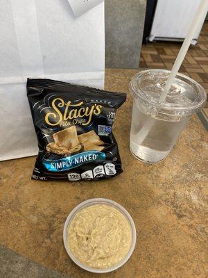 Pita chips and white bean hummus