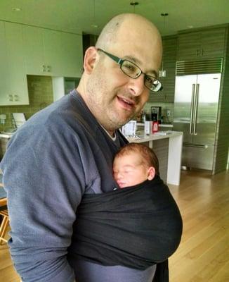 Abby at 2 weeks old with Daddy