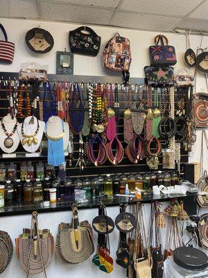 Hand made African jewelry and fans! And amazing essential oils