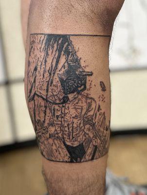 Anime leg tattoo