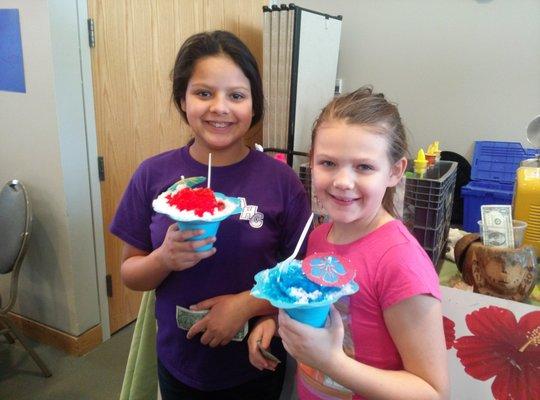 Strawberry and blue raspberry Hawaiian shave ice