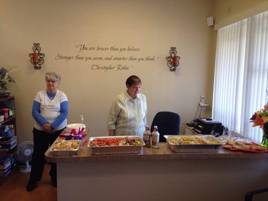 Enjoying a delicious lunch courtesy of Life Choices after our Rosary procession to the local abortion clinic.