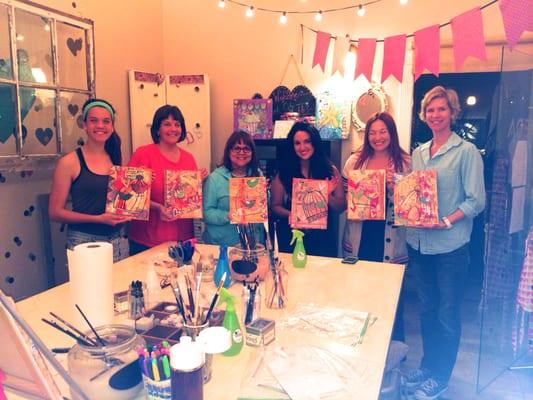 Paint & Pinot Parties! Students come in to create their own canvas, sip wine, eat chocolate...connect creatively!