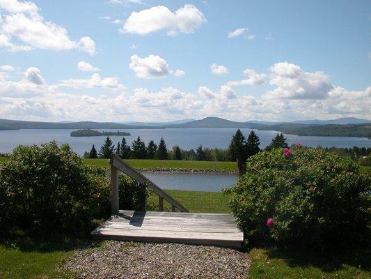 Enjoy the beautiful view of Rangeley Lake from our front lawn and Memorial Patio