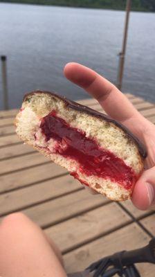 chocolate raspberry filled donut a bit too artificial of a filling for me