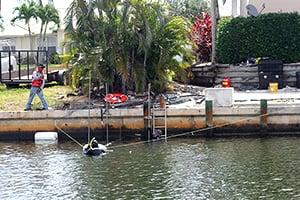 In the process of repairing a concrete seawall