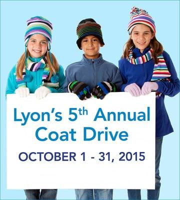 Lyon's annual coat drive! Please drop off any coats you may have to 2801 J Street!