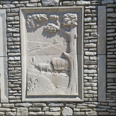 WPA relief sculpted around 1936 depicting pioneer/frontier life