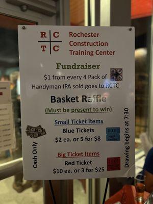 Our basket raffle sign