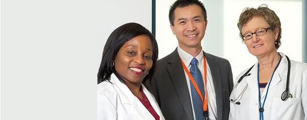 (Left to right) Dr. Nsa Henshaw, Dr. Huy Nguyen, Dr. Katie Harris