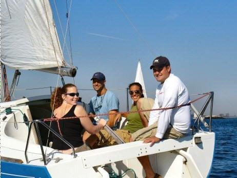 3 happy students in our Start Sailing course - as opposed to most schools with 4 or more students not nearly as happy!