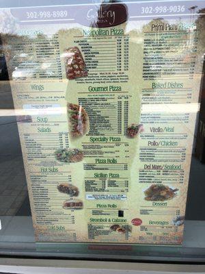 Menu on window